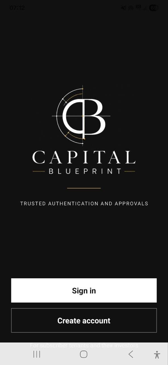 Capital Blueprint Connect secure entry screen
